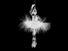Dekorace baletka, labuť s glitry k zavěšení na stromeček - transparent baletka