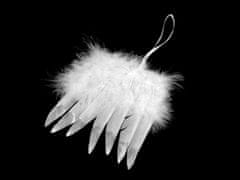 Dekorace andělská křídla s metalickým efektem - bílá stříbrná
