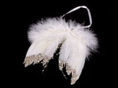 Dekorace andělská křídla s glitry a korálky - bílá zlatá
