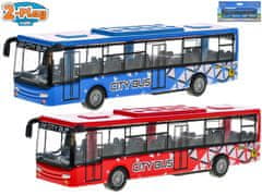 2-Play Traffic autobus 15 cm kov na zpětný chod (červená, modrá)