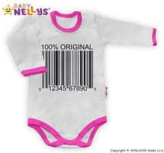 Baby Nellys Body dlouhý rukáv 100% ORIGINÁL - šedé/růžový lem, vel. 80