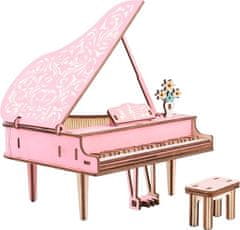 Woodcraft Dřevěné 3D puzzle Klavír růžové