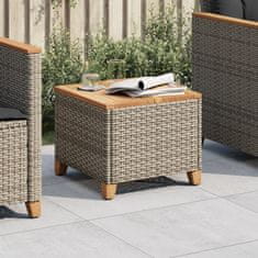 shumee Zahradní stolek šedý 45 x 45 x 37 cm polyratan akáciové dřevo