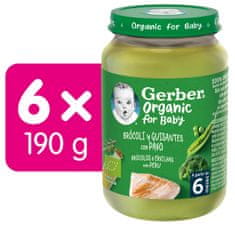 Organic dětský příkrm brokolice s hráškem a krutím masem 6x190 g