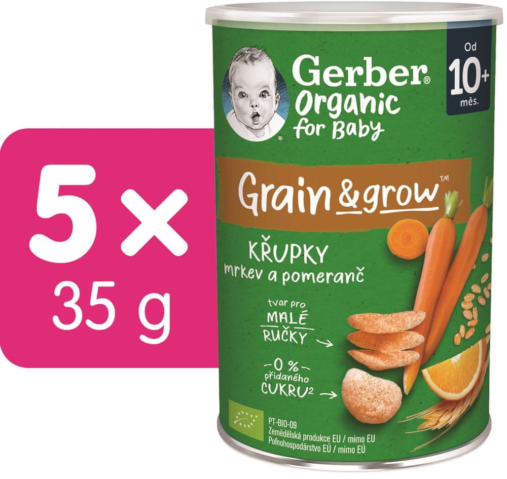 Levně Gerber Organic křupky s mrkví a pomerančem 5x35 g