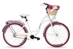 Goetze  COLOURS dámské jízdní kolo, kola 26”, výška 150-170 cm, 1-rychlostní, bílo fialové