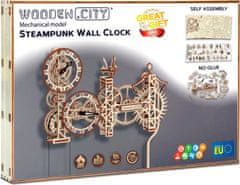 Wooden city 3D puzzle Steampunk nástěnné hodiny 269 dílů