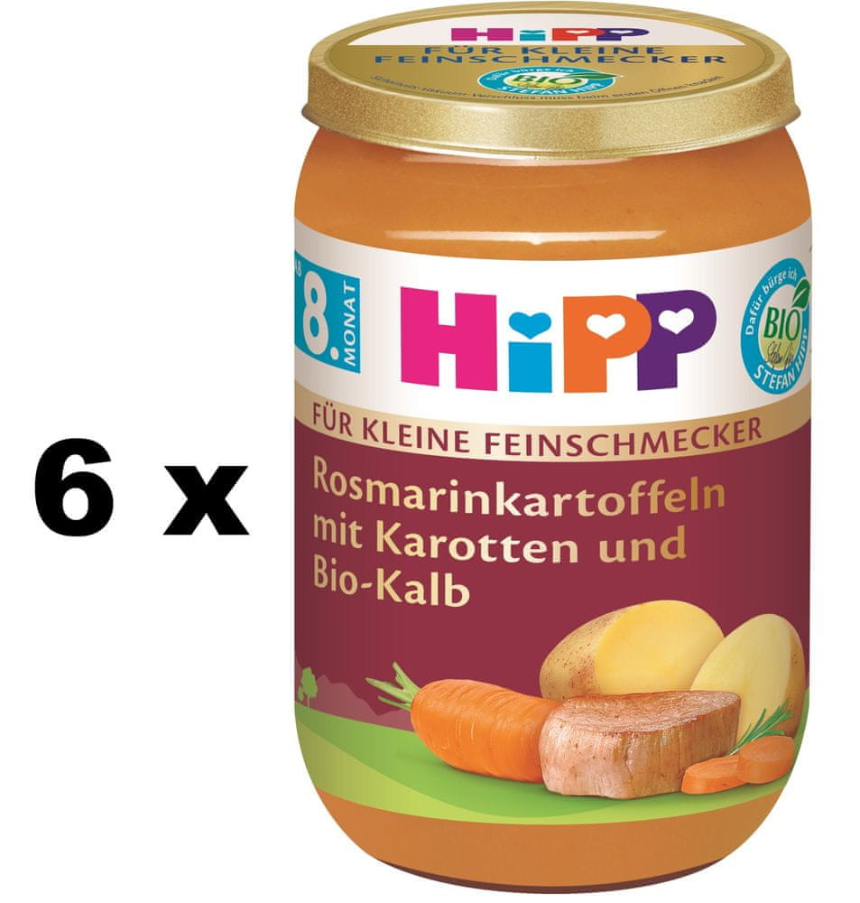 Levně HiPP Malý Gurmán BIO Rozmarýnové brambory s mrkví a telecím masem od 8. měsíce, 6 x 220 g