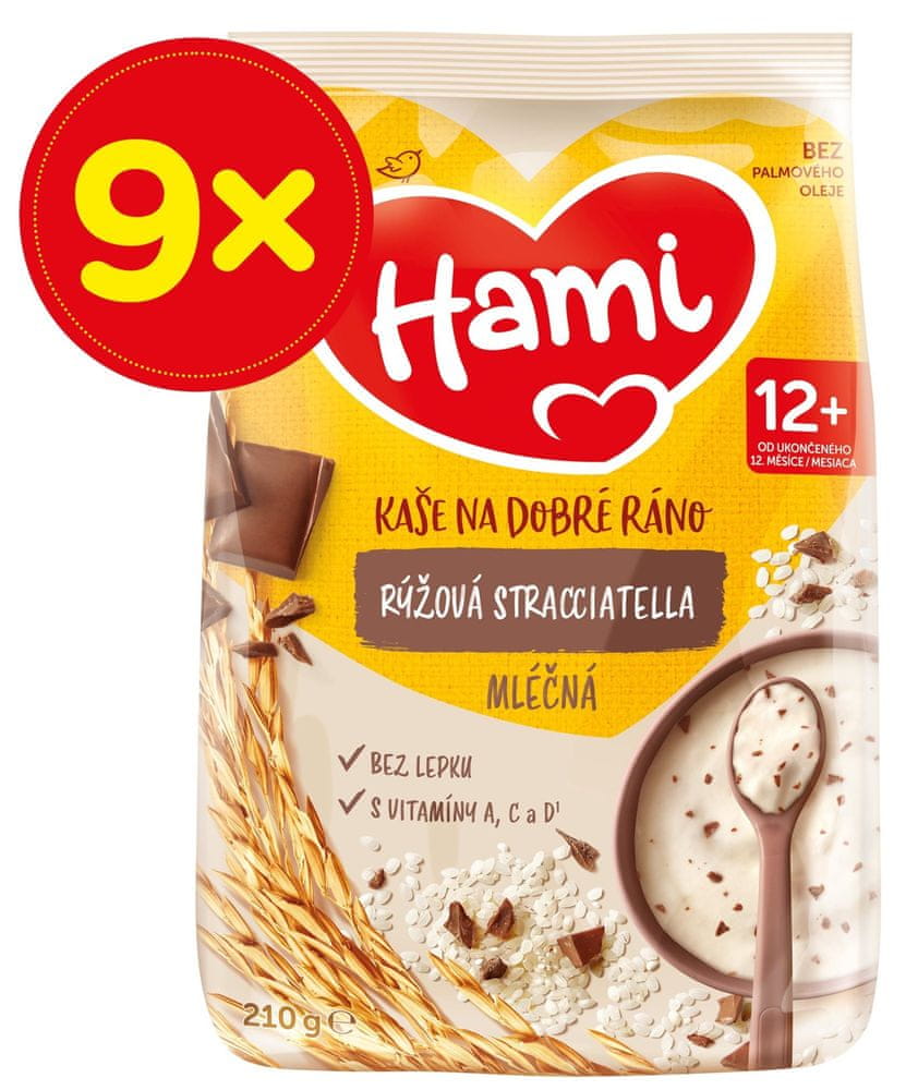 Levně Hami mléčná kaše rýžová stracciatella 9x210g