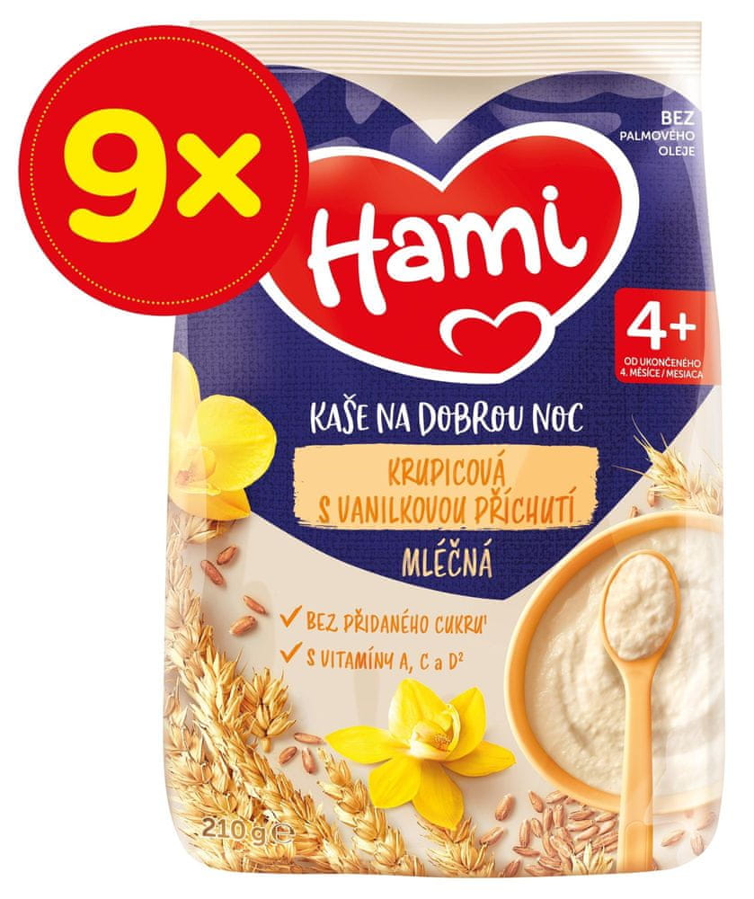 Levně Hami mléčná kaše krupicová s vanilkovou příchutí 9x210g