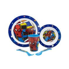 Stor Dětské plastové nádobí Spiderman (talíř, miska, sklenice, příbor), 74750