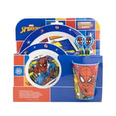 Stor Dětské plastové nádobí Spiderman (talíř, miska, sklenice, příbor), 74750