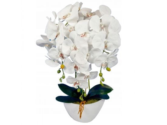 sarcia.eu Umělá orchidejová orchidej v květináči, bílá, realistická, 3 výhonky 53 cm