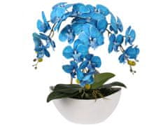 sarcia.eu Umělá orchidejová orchidej v květináči, modrá, realistická, 3 výhonky 53 cm 