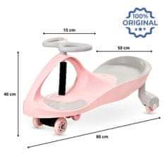 Twistcar Dětské vozítko TwistCar - Pastelově růžová Zářící kola!