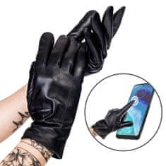Rovicky Dámské zateplené kožené rukavice s prošíváním - M