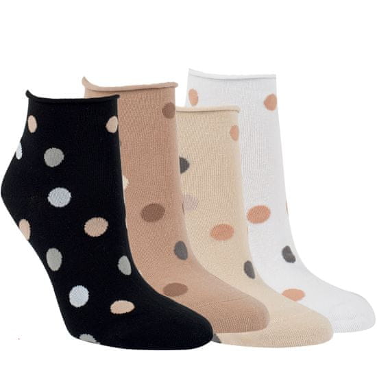 RS dámské ruličkové bavlněné kotníkové puntíkované ponožky 1528024 4pack