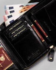 Peterson Kožená peněženka se zipem a karbonovým potahem