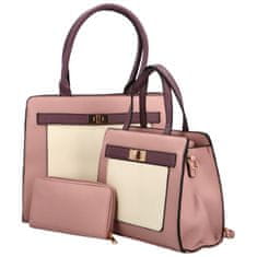 Maria C. Luxusní sada: Kabelka přes rameno, kabelka do ruky a peněženka Gavrila, růžová