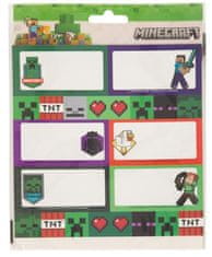 CurePink Poznámkové samolepky Minecraft: Diamant (štítky 7,5 x 3,7 cm; mini samolepky 1,8 x 1,8 cm)