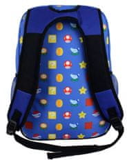 CurePink Školní batoh Super Mario: Logo & Ikony (objem 10 litrů|25 x 35 x 12 cm)