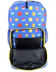 CurePink Školní batoh Super Mario: Logo & Ikony (objem 10 litrů|25 x 35 x 12 cm)