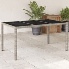 shumee Zahradní stůl skleněná deska světle šedý 150x90x75 cm polyratan