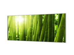 Glasdekor Ochranná deska bambus záře slunce - Ochranná deska: 60x90cm, Lepení na zeď: S lepením na zeď