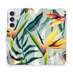 Mobiwear Knížkové flip pouzdro - Samsung Galaxy A55 5G - MC02S Žluté velké květy a zelené listy