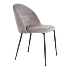 House Nordic Jídelní židle ze sametu, šedá s černými nohami, HN1213