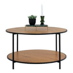 House Nordic Konferenční stolek, dubový vzhled, černý rám\nØ80x45 cm