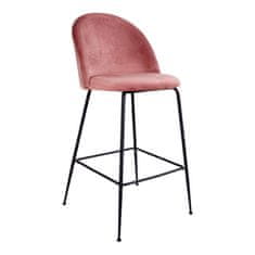House Nordic Barová židle v sametu, růžová s černými nohami, HN1214