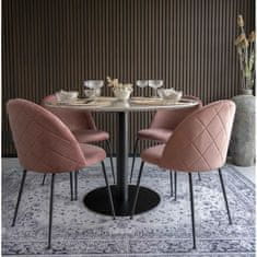 House Nordic Jídelní židle ze sametu, růžová s černými nohami, HN1214