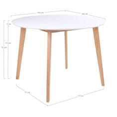 House Nordic Jídelní stůl, bílý a přírodní\nØ105x75 cm