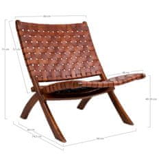 House Nordic Skládací židle v kůži, hnědá s nohami z teakového dřeva