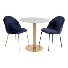 House Nordic Jídelní stůl, deska v mramorovém vzhledu, nohy v mosazném vzhledu\nØ90x75cm