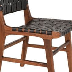 House Nordic Jídelní židle v kůži, černá s nohami z teakového dřeva