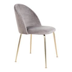 House Nordic Jídelní židle ze sametu, šedá s nohami mosazného vzhledu, HN1213