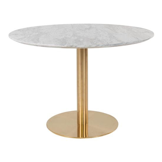 House Nordic Jídelní stůl, deska v mramorovém vzhledu, nohy v mosazném vzhledu\nØ110x75cm