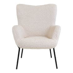 House Nordic Židle z umělé jehněčí kůže, bílá s černými nohami, HN1090