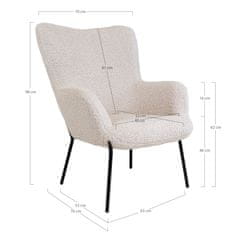 House Nordic Židle z umělé jehněčí kůže, bílá s černými nohami, HN1090