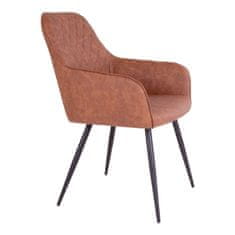 House Nordic Jídelní židle z PU, vintage hnědá s černými nohami, HN1220