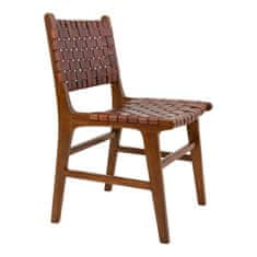 House Nordic Jídelní židle v kůži, hnědá s nohami z teakového dřeva