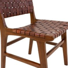House Nordic Jídelní židle v kůži, hnědá s nohami z teakového dřeva