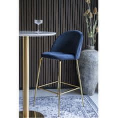 House Nordic Barová židle ze sametu, modrá s nohami mosazného vzhledu, HN1205