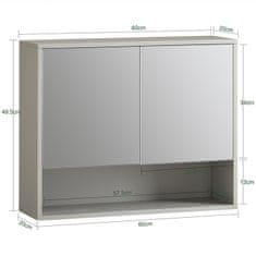 SoBuy SoBuy BZR134-NG Zrcadlová skříňka Nástěnná skříňka Koupelnový nábytek Přírodní šedá 60x49,5x20cm