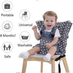 Netscroll Univerzální potah na židli pro děti pro bezpečné krmení, pomoc a bezpečnost při krmení, vhodný na různé židle, na cesty, do restaurací, na návštěvy, přenosná dětská židlička z látky, SeatSecure