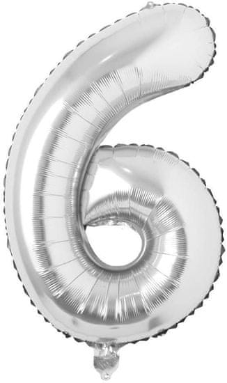 RS Nafukovací balónky čísla maxi stříbrné 86 cm Číslo: 6