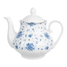 Clayre & Eef porcelánová konvička na čaj BLUE ROSE BLOOMING 1000 ml