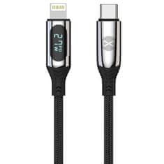Forever USB kabel USB-C/ Lightning, s LCD, 27 W, 1 m - černý